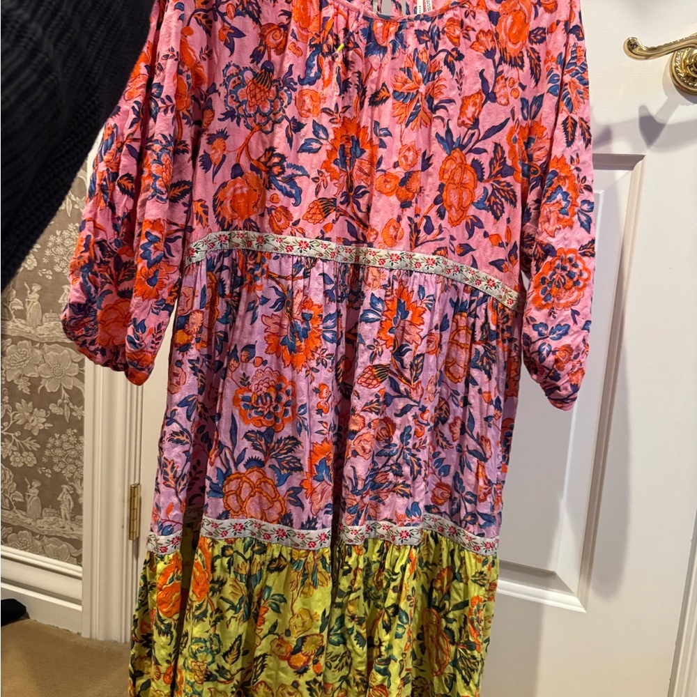 Anthropologie Pink and Orange Floral Dress
